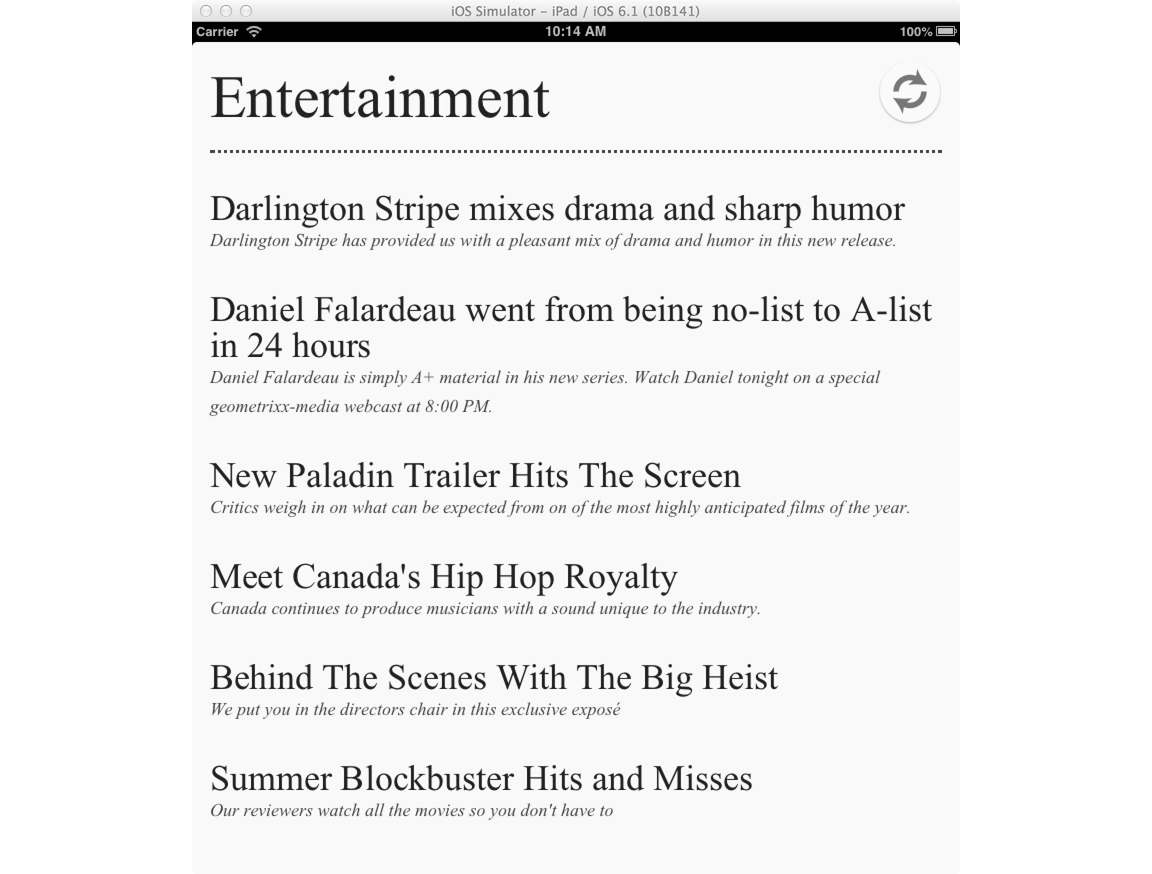 Newsreader iPad screenshot